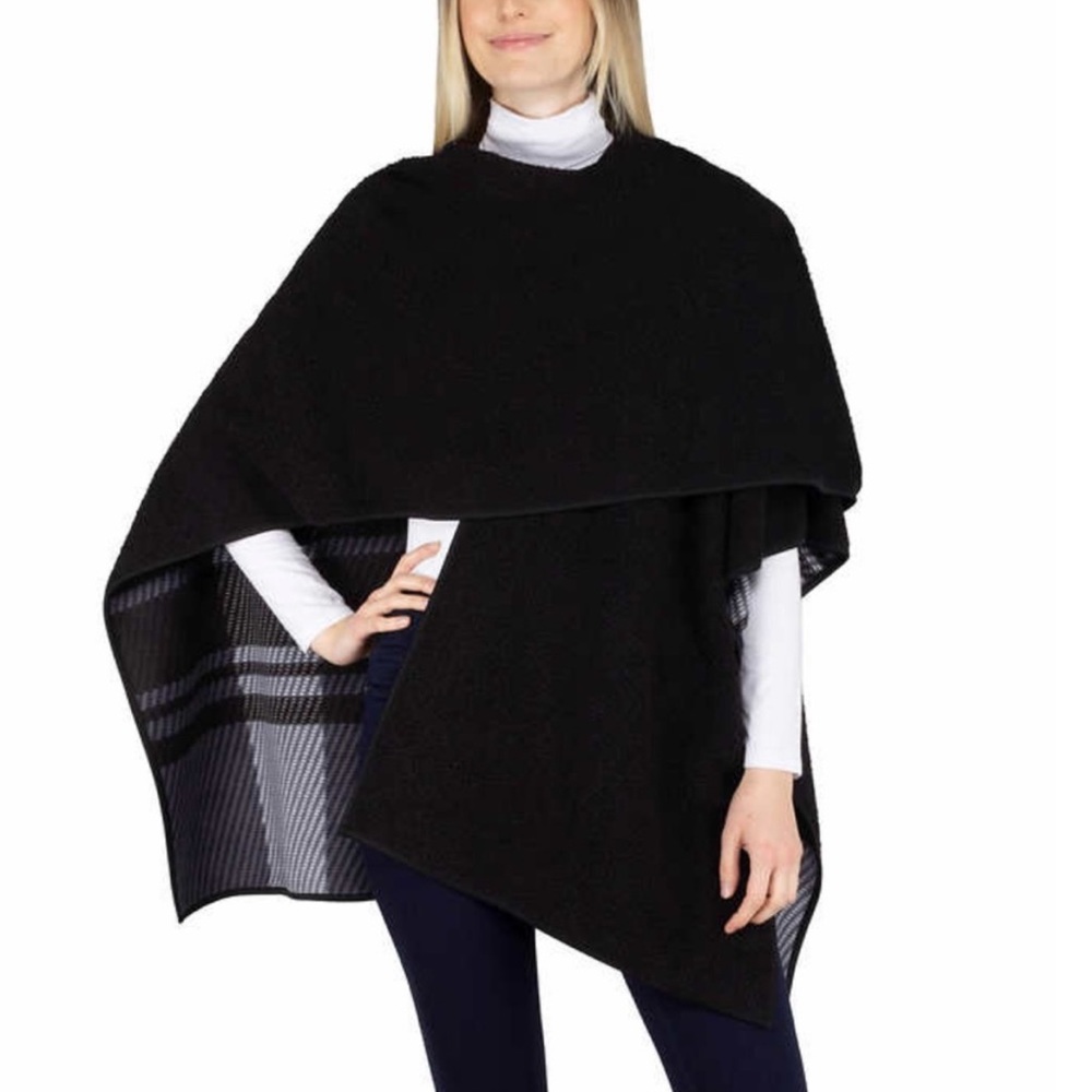 IKE Behar Ladies Reversible Wrap with High Pile Fleece